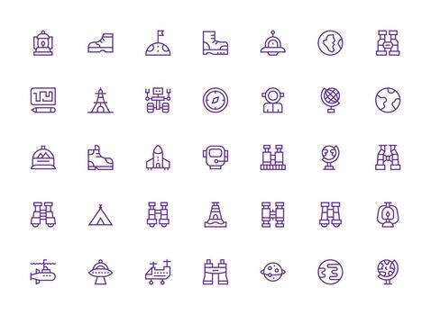 Regular Clean Line Icons from Exploration Set with 35 Vectors Scalable Icons for All Themes