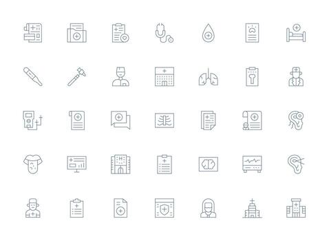 ligero línea íconos desde diagnóstico conjunto con 35 vectores icono paquete para ui
