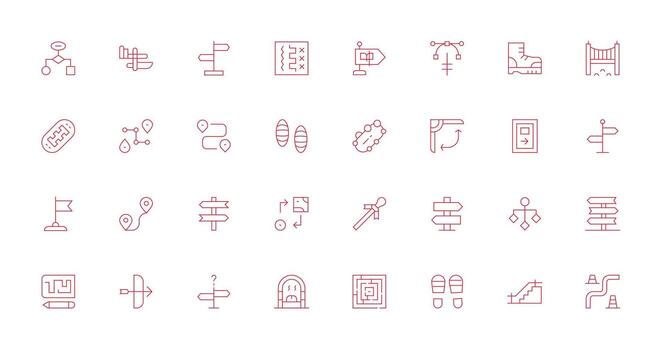 Path Set with 32 Thin Line Icons Icon Set for Apps vector