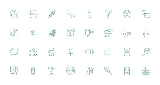 32 Thin Line Vectors for Plug Theme Pixel Perfect Icon Set