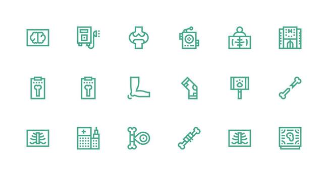 18 Icons for Xray in Strong Stroke Line Format Icon Pack for UI vector