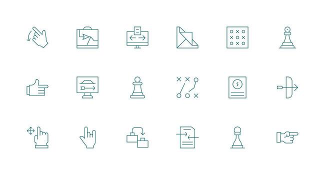 18 Move Icons in Minimal Line Aesthetic Customizable Icon Series for Mobile Screens vector