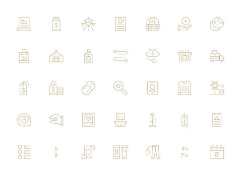 35 Light Line Icons for Item Graphics Essential Icons for Rapid UI Building vector