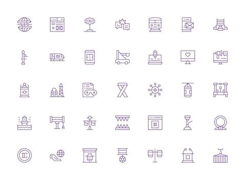 35 ligero línea diseños para plataforma íconos equilibrado icono conjunto para funcional diseño vector