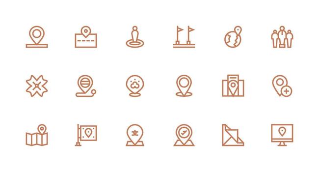 18 fuerte carrera línea íconos para posición gráficos web y aplicación icono paquete colección vector