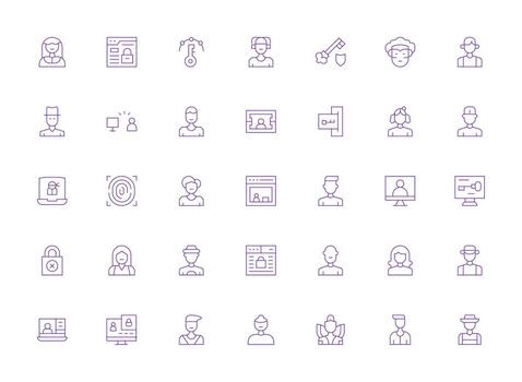 Light Line Style Login Icons with 35 Vectors Flexible Icon System for Web Interfaces