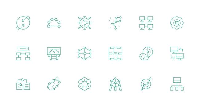 Data Flow featuring 18 Icons in Minimal Line Design Basic Icon Series vector
