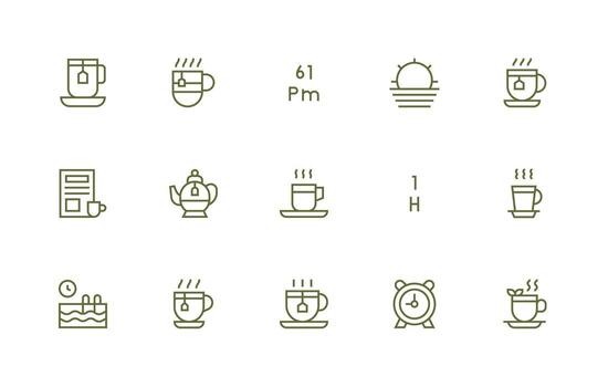 Afternoon Design Icons featuring 15 in Regular Line Style Editable Icon Collection vector