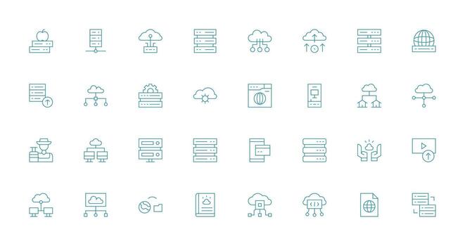 Thin Line Icons from Hosting Set with 32 Vectors Essential Icons for Rapid UI Building