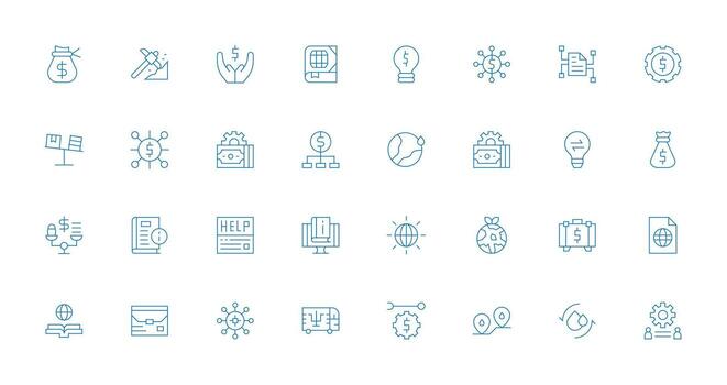 32 Thin Line Style Icons from Resources Collection Reusable Icon Set vector