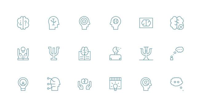 mínimo línea íconos desde mente conjunto con 18 vectores profesional icono paquete para desarrollo trabajo