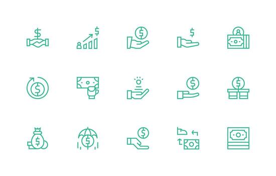 Compensation Set with 15 Regular Line Icons Simplified Icon Pack for Visual Tools vector