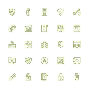 25 Medium Stroke Outline Designs for Encryption Icons Flexible Icon System for Web Interfaces vector