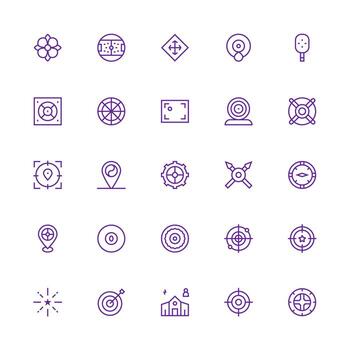 Medium Stroke Outline Style Center Icons with 25 Vectors Responsive Icon Set for Flexible Layouts