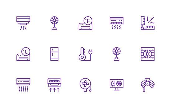 15 Regular Line Style Icons from Cooling Collection Functional Icon Series vector