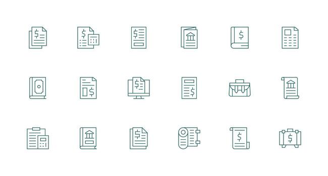 Ledger Icon Set with 18 Minimal Line Graphics High-Resolution Icons for Any Platform vector