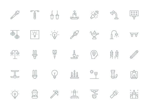 Light Line Icons from Illumination Set with 35 Vectors User Interface Icons for Digital Products