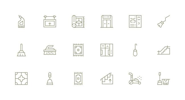 18 Minimal Line Style Icons from Floor Collection Reusable Icon Set vector