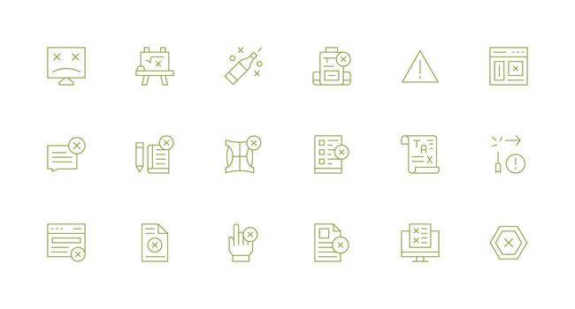 Incorrect Icon Set with 18 Minimal Line Graphics Basic Icon Series vector