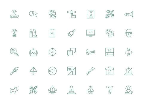 35 ligero línea vectores para señal tema multi-estilo íconos para creativo proyectos