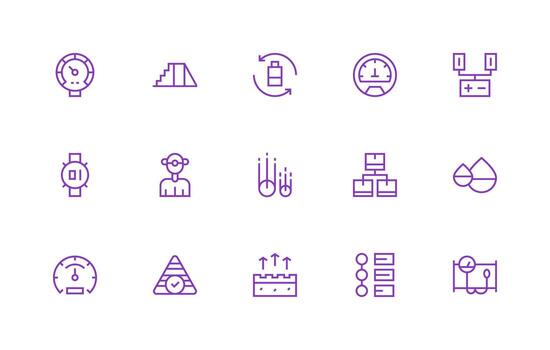 Regular Line Style Level Icons with 15 Vectors Minimal Icon Pack