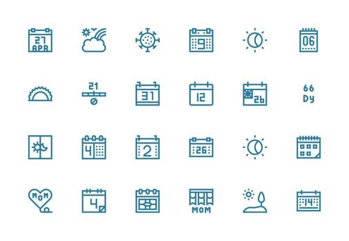 Thick Line Line Style Day Icons with 24 Vectors Neatly Designed Icons for Web Platforms