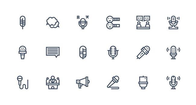 Strong Stroke Line Icons from Commentary Set with 18 Vectors Reliable Icons for All Interfaces