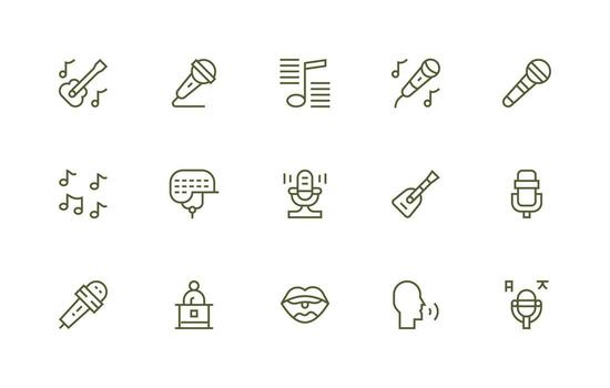 Vocal including 15 Regular Line Illustrations Well-Structured Icons for Creative Use vector