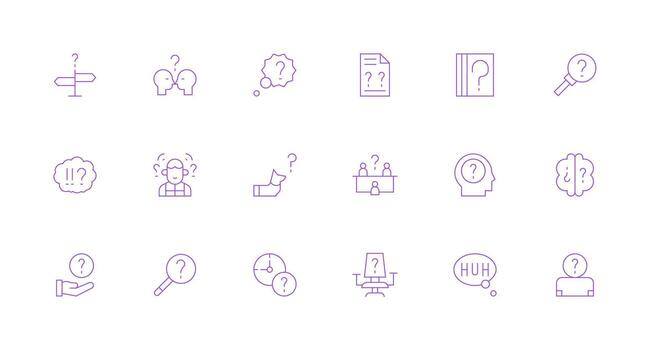 18 Minimal Line Icons for Doubt Graphics Layout Icon Collection vector