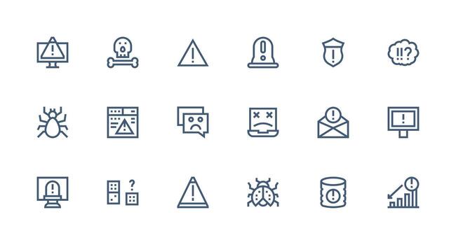 fuerte carrera línea estilo problema íconos con 18 vectores icono paquete