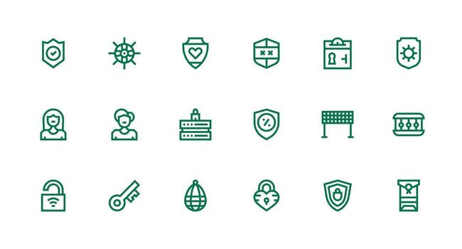 18 Strong Stroke Line Icons for Protected Graphics Editable Icon Collection vector