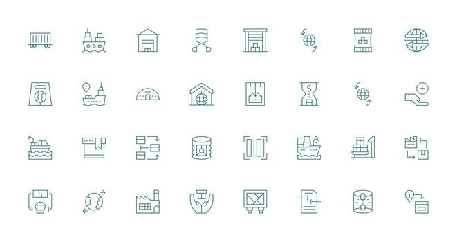 32 Icons for Import in Thin Line Format Multi-Purpose Icon Set vector