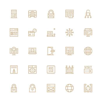 25 Medium Stroke Outline Icons for Portal Graphics Basic Icon Series vector
