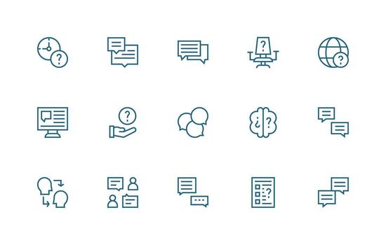 Regular Line Icons from Question Set with 15 Vectors Pixel Perfect Icon Set
