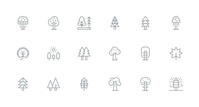 Evergreen Icon Set with 18 Minimal Line Graphics Lightweight Icon Series for Fast Prototypes vector