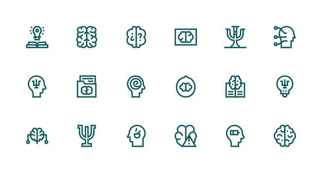 fuerte carrera línea íconos desde cerebro conjunto con 18 vectores estándar icono paquete