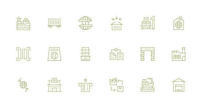Export Visual Pack containing 18 Minimal Line Icons Complete Icon Set for Mobile Apps vector