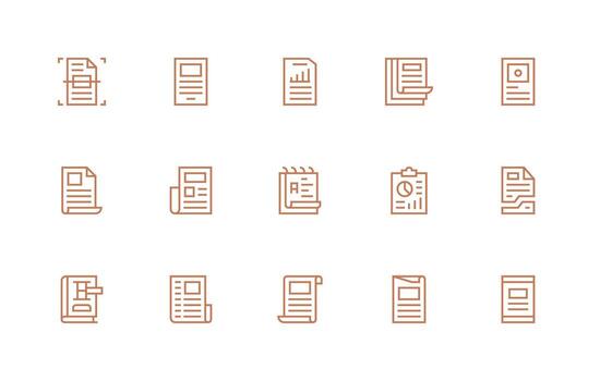 sobresalir icono conjunto con 15 regular línea gráficos ligero icono serie vector