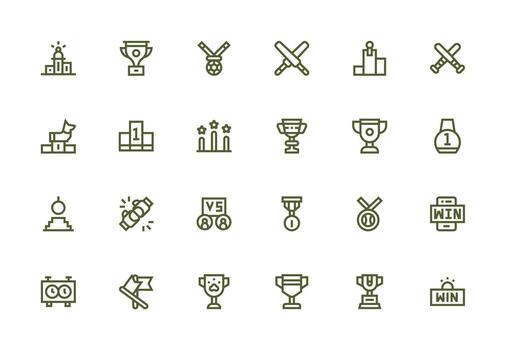 concurso icono colección con 24 grueso línea línea diseños de múltiples fines icono conjunto vector