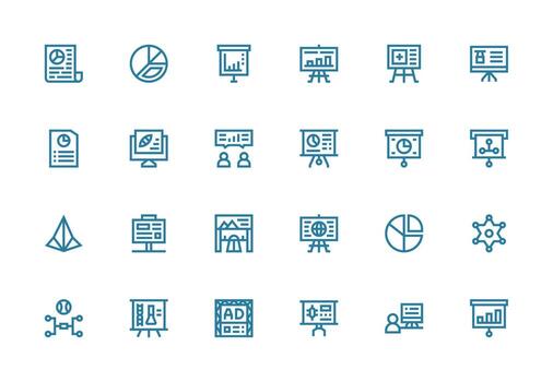 infografía diseño íconos presentando 24 en grueso línea línea estilo píxel Perfecto icono conjunto vector