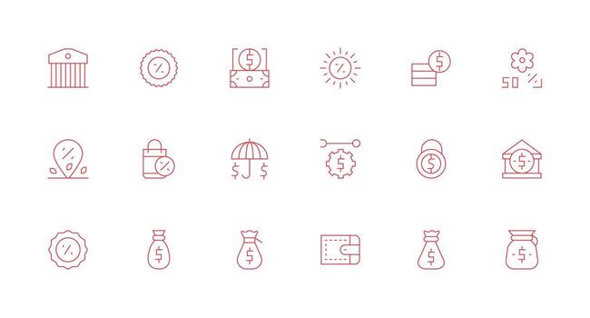 Minimal Line Icons from Savings Set with 18 Vectors User Interface Icons for Digital Products