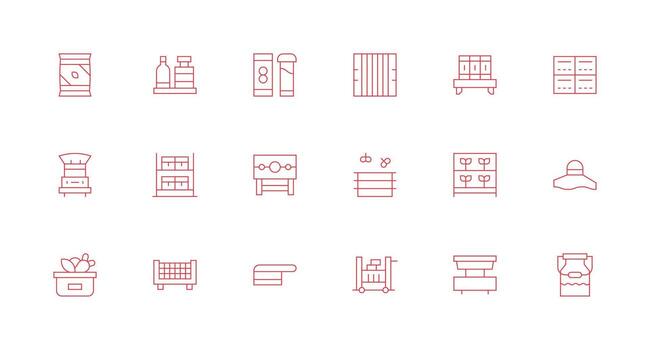 Shelf Set with 18 Minimal Line Icons Pixel Perfect Icon Set vector