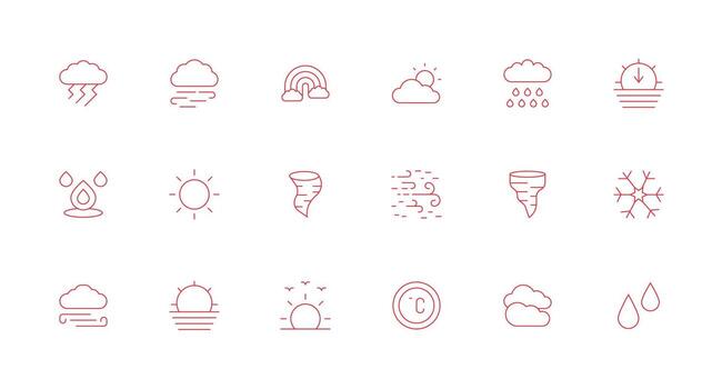 Weather Icon Set with 18 Minimal Line Icons Style Icon Set vector