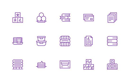 15 apilar íconos en regular línea estético núcleo icono colección para diario Tareas vector