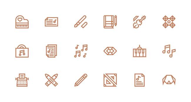 18 Strong Stroke Line Style Icons from Composition Collection Basic Icon Series vector