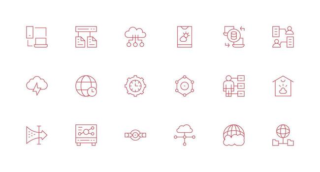 Synchronization including 18 Minimal Line Illustrations Interface Icon Collection vector