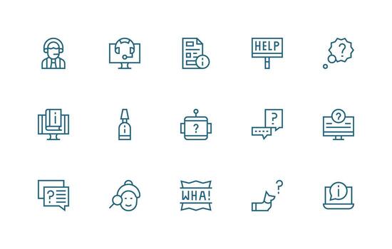 Faq featuring 15 Icons in Regular Line Design Icons Built for Visual Consistency Pack vector