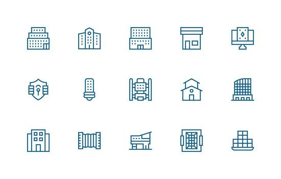 15 Regular Line Icons for Windows Graphics Style Icon Set vector