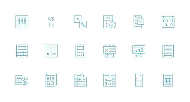 18 Minimal Line Icons for Numbers Graphics Functional Icon Series vector