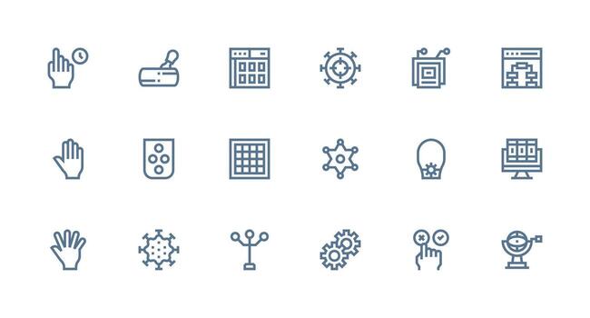 Interface Set with 18 Strong Stroke Line Icons UI and UX Focused Icon Collection vector